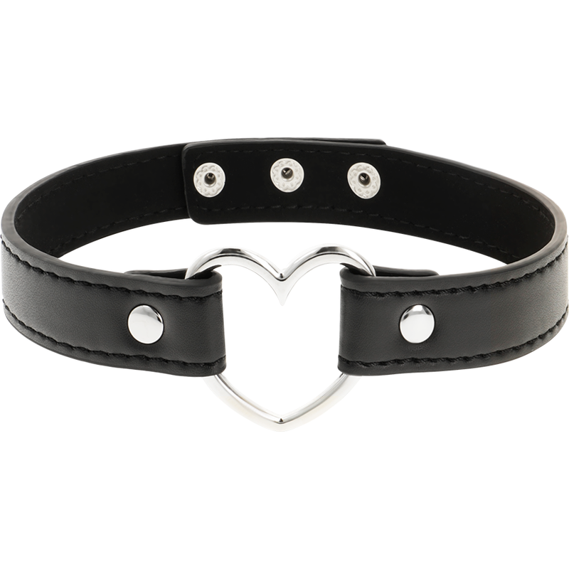COQUETTE CHIC DESIRE – Fetisch-Halsband aus veganem Leder mit Herz-Anhänger