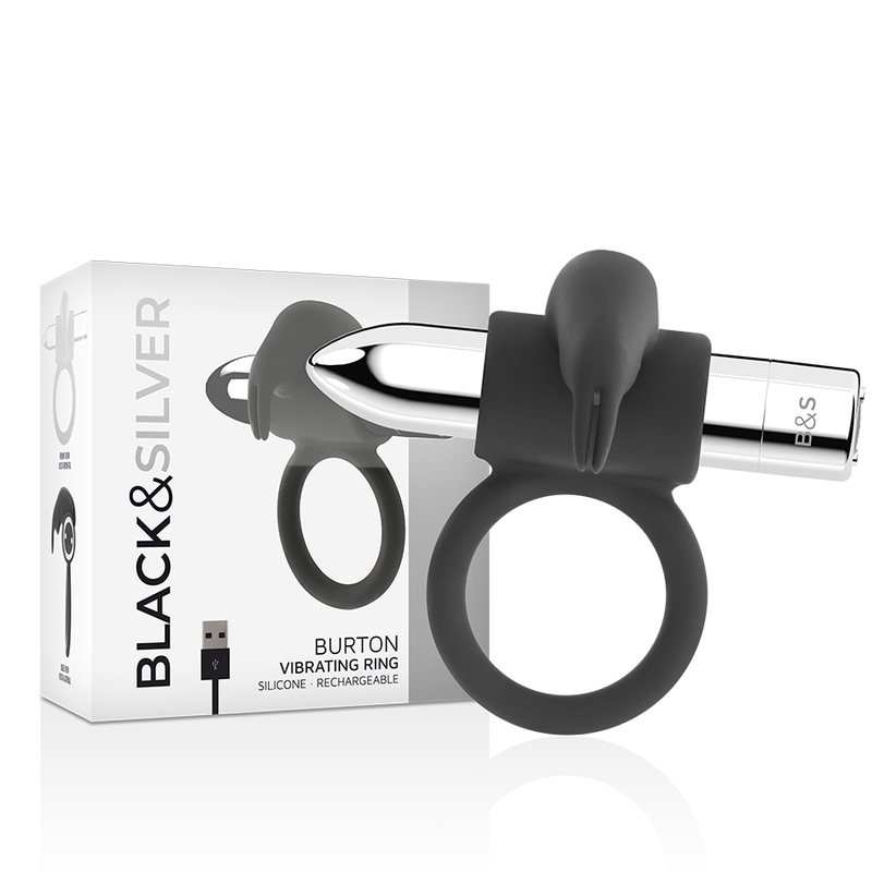 BLACK&SILVER Burton – Wiederaufladbarer Ring mit 10 Vibrationsmodi