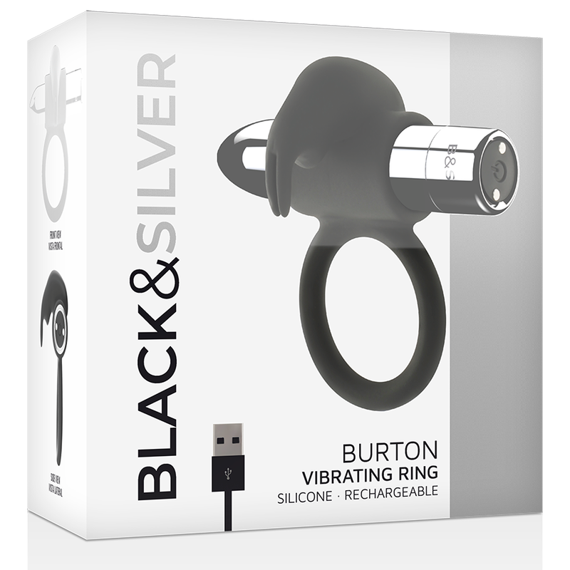 BLACK&SILVER Burton – Wiederaufladbarer Ring mit 10 Vibrationsmodi