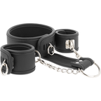 FETISH SUBMISSIVE Halsband & Handschellen-Set – mit Metallgliederkette, Neopren-Futter