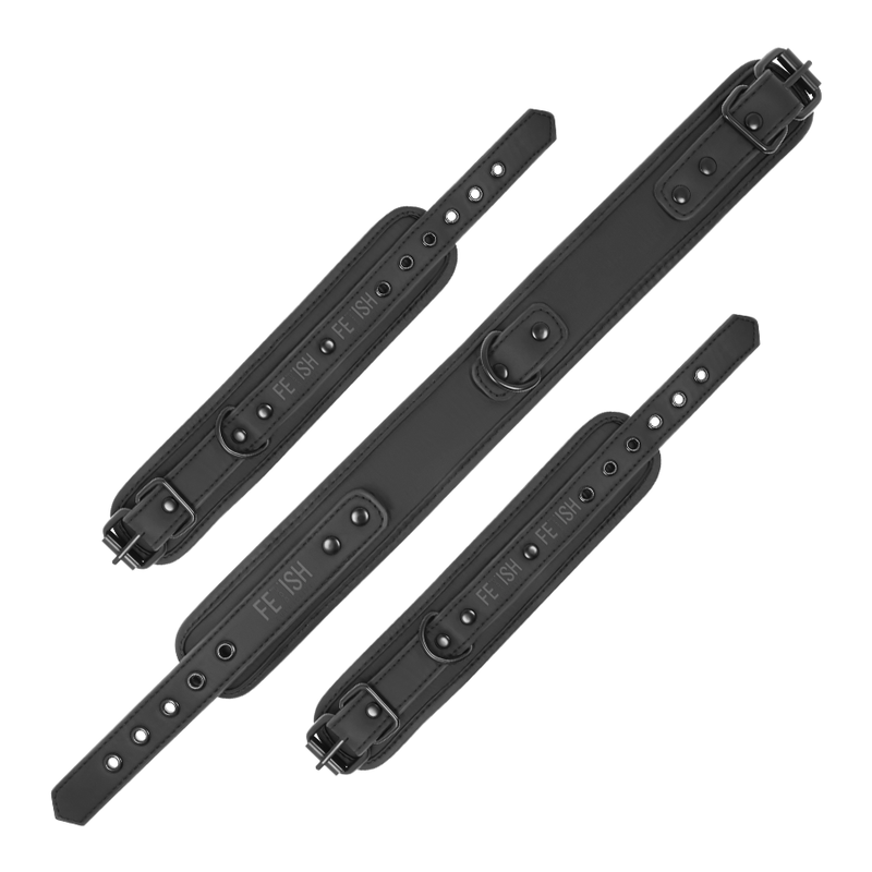 FETISH SUBMISSIVE Halsband & Handschellen-Set – mit Immobilisierungskette, Neopren-Futter