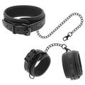 FETISH SUBMISSIVE Halsband & Handschellen-Set – mit Immobilisierungskette, Neopren-Futter