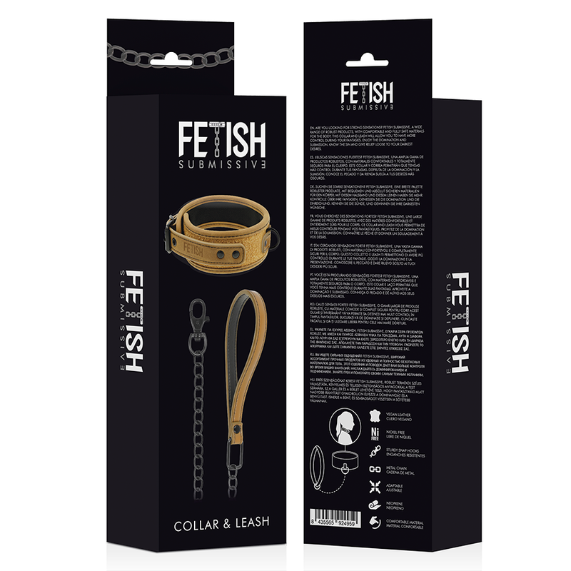 FETISH SUBMISSIVE ORIGIN – Handschellen- und Halsband-Set mit Metallkette
