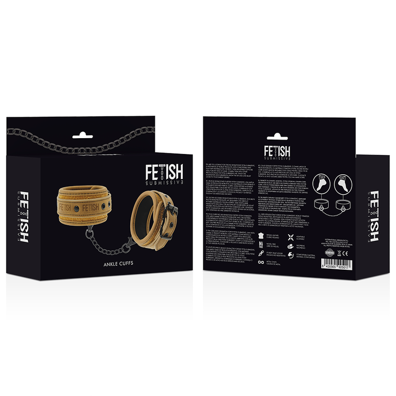 FETISH SUBMISSIVE ORIGIN – Fussmanschetten aus veganem Leder mit Neoprenfutter